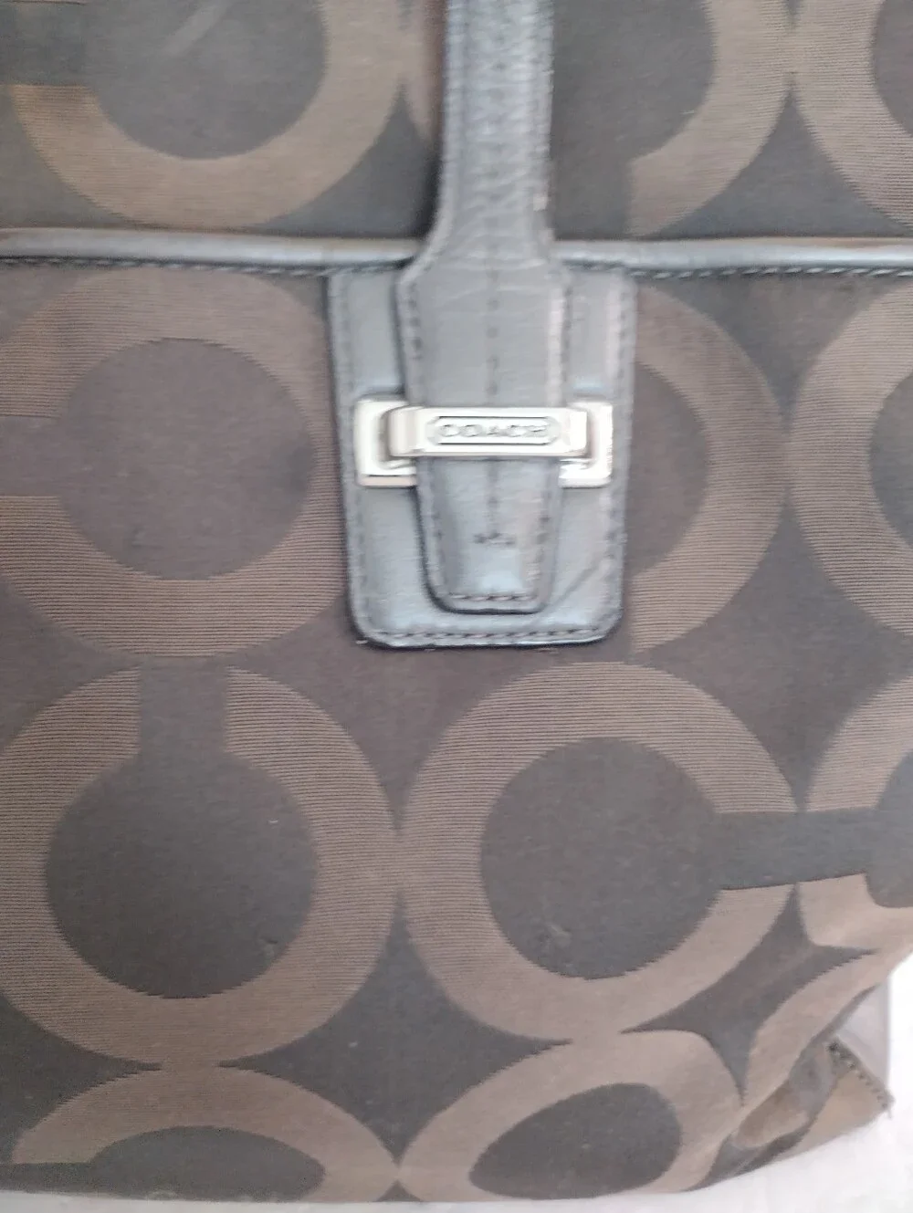 Coach Taylor Op Art Alexis Carryall Tote Bag Brown Sateen F25501 Shoulder Purse